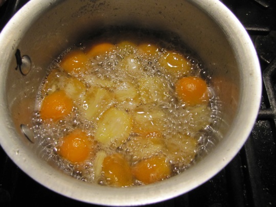 Blanching in simple syrup